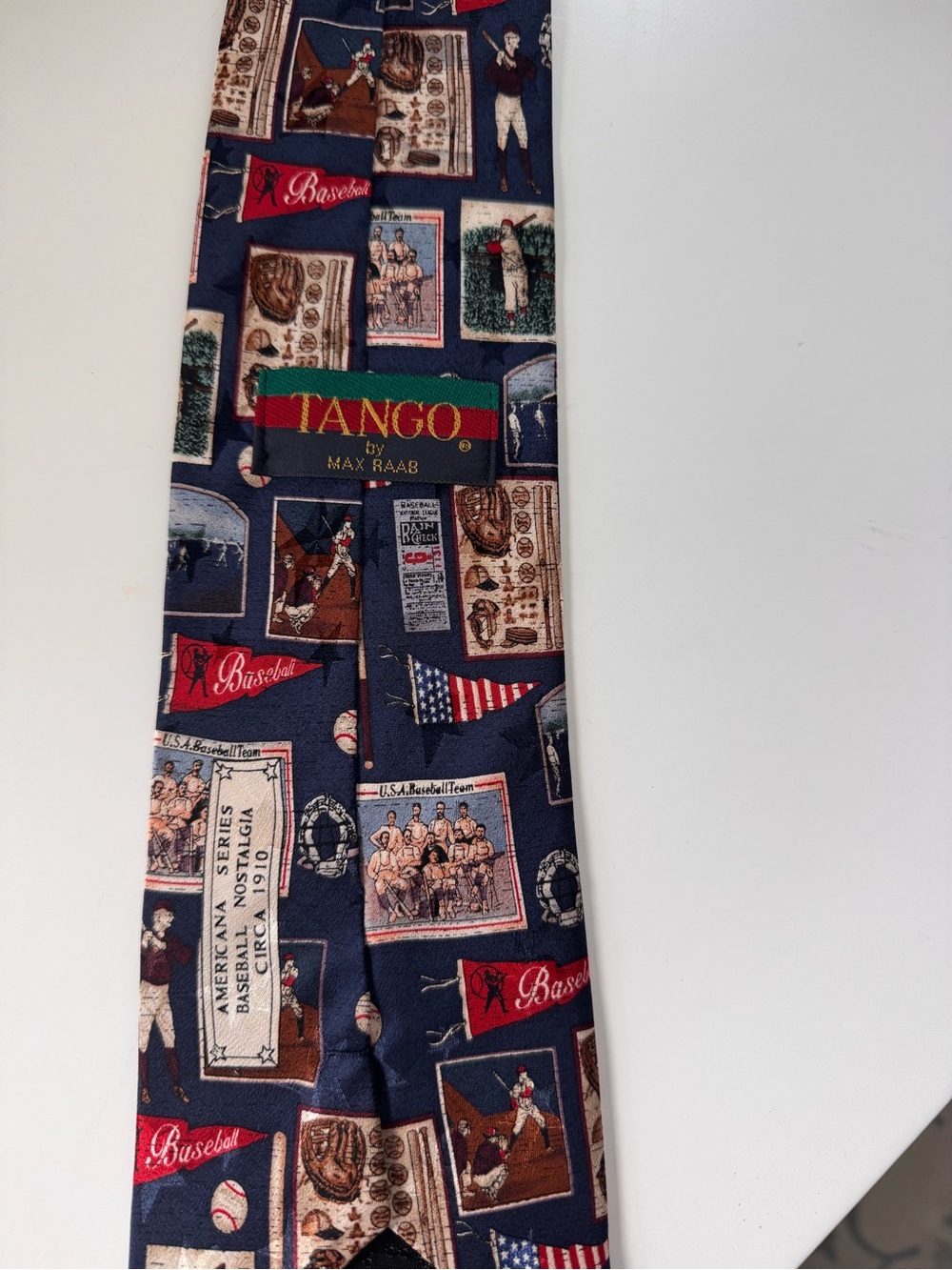 Tango by Max Raab Navy Baseball Print Men's Tie